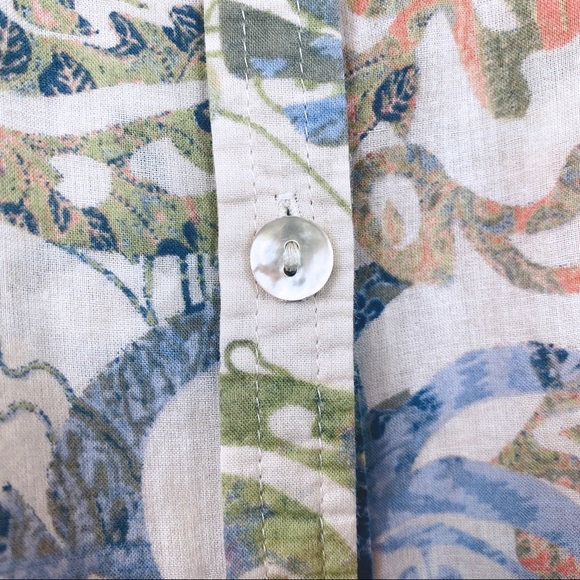 CHICO’S Tab Sleeve Paisley Watercolor Blouse S - Picture 6 of 8
